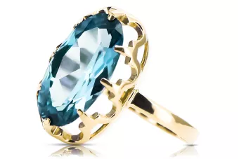 Bijoux vintage Anneau Aigue-marine Or jaune 14 carats vrc253y